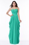 ColsBM Wren Viridian Green Informal Sleeveless Half Backless Chiffon Floor Length Plus Size Bridesmaid Dresses