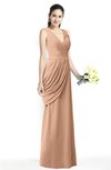 ColsBM Nora Almost Apricot Elegant A-line V-neck Sleeveless Zip up Sash Plus Size Bridesmaid Dresses