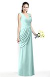 ColsBM Nora Blue Glass Elegant A-line V-neck Sleeveless Zip up Sash Plus Size Bridesmaid Dresses