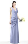 ColsBM Nora Blue Heron Elegant A-line V-neck Sleeveless Zip up Sash Plus Size Bridesmaid Dresses