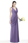 ColsBM Nora Chalk Violet Elegant A-line V-neck Sleeveless Zip up Sash Plus Size Bridesmaid Dresses
