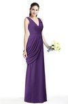ColsBM Nora Dark Purple Elegant A-line V-neck Sleeveless Zip up Sash Plus Size Bridesmaid Dresses