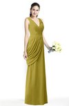 ColsBM Nora Golden Olive Elegant A-line V-neck Sleeveless Zip up Sash Plus Size Bridesmaid Dresses