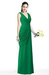 ColsBM Nora Green Elegant A-line V-neck Sleeveless Zip up Sash Plus Size Bridesmaid Dresses