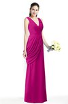 ColsBM Nora Hot Pink Elegant A-line V-neck Sleeveless Zip up Sash Plus Size Bridesmaid Dresses