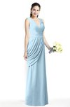 ColsBM Nora Ice Blue Elegant A-line V-neck Sleeveless Zip up Sash Plus Size Bridesmaid Dresses