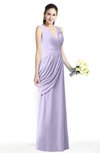 ColsBM Nora Light Purple Elegant A-line V-neck Sleeveless Zip up Sash Plus Size Bridesmaid Dresses