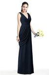 ColsBM Nora Navy Blue Elegant A-line V-neck Sleeveless Zip up Sash Plus Size Bridesmaid Dresses