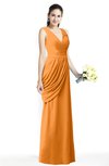 ColsBM Nora Orange Elegant A-line V-neck Sleeveless Zip up Sash Plus Size Bridesmaid Dresses