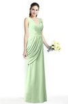 ColsBM Nora Pale Green Elegant A-line V-neck Sleeveless Zip up Sash Plus Size Bridesmaid Dresses