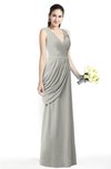 ColsBM Nora Platinum Elegant A-line V-neck Sleeveless Zip up Sash Plus Size Bridesmaid Dresses