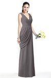 ColsBM Nora Ridge Grey Elegant A-line V-neck Sleeveless Zip up Sash Plus Size Bridesmaid Dresses