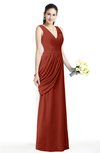 ColsBM Nora Rust Elegant A-line V-neck Sleeveless Zip up Sash Plus Size Bridesmaid Dresses