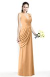 ColsBM Nora Salmon Buff Elegant A-line V-neck Sleeveless Zip up Sash Plus Size Bridesmaid Dresses