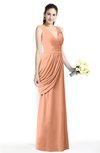 ColsBM Nora Salmon Elegant A-line V-neck Sleeveless Zip up Sash Plus Size Bridesmaid Dresses