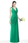 ColsBM Nora Sea Green Elegant A-line V-neck Sleeveless Zip up Sash Plus Size Bridesmaid Dresses