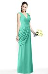 ColsBM Nora Seafoam Green Elegant A-line V-neck Sleeveless Zip up Sash Plus Size Bridesmaid Dresses