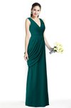 ColsBM Nora Shaded Spruce Elegant A-line V-neck Sleeveless Zip up Sash Plus Size Bridesmaid Dresses