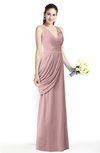 ColsBM Nora Silver Pink Elegant A-line V-neck Sleeveless Zip up Sash Plus Size Bridesmaid Dresses