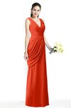ColsBM Nora Tangerine Tango Elegant A-line V-neck Sleeveless Zip up Sash Plus Size Bridesmaid Dresses