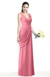 ColsBM Nora Watermelon Elegant A-line V-neck Sleeveless Zip up Sash Plus Size Bridesmaid Dresses
