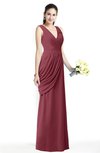 ColsBM Nora Wine Elegant A-line V-neck Sleeveless Zip up Sash Plus Size Bridesmaid Dresses