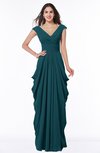ColsBM Alice Blue Green Mature V-neck Short Sleeve Chiffon Floor Length Plus Size Bridesmaid Dresses