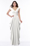 ColsBM Alice Cloud White Mature V-neck Short Sleeve Chiffon Floor Length Plus Size Bridesmaid Dresses