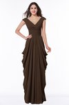 ColsBM Alice Copper Mature V-neck Short Sleeve Chiffon Floor Length Plus Size Bridesmaid Dresses