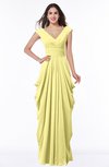 ColsBM Alice Daffodil Mature V-neck Short Sleeve Chiffon Floor Length Plus Size Bridesmaid Dresses