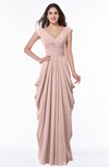 ColsBM Alice Dusty Rose Mature V-neck Short Sleeve Chiffon Floor Length Plus Size Bridesmaid Dresses