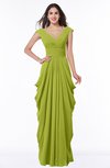 ColsBM Alice Green Oasis Mature V-neck Short Sleeve Chiffon Floor Length Plus Size Bridesmaid Dresses