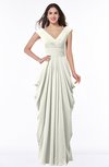 ColsBM Alice Ivory Mature V-neck Short Sleeve Chiffon Floor Length Plus Size Bridesmaid Dresses
