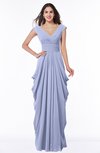 ColsBM Alice Lavender Mature V-neck Short Sleeve Chiffon Floor Length Plus Size Bridesmaid Dresses