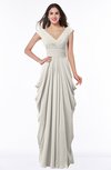 ColsBM Alice Off White Mature V-neck Short Sleeve Chiffon Floor Length Plus Size Bridesmaid Dresses