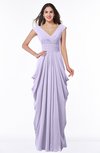 ColsBM Alice Pastel Lilac Mature V-neck Short Sleeve Chiffon Floor Length Plus Size Bridesmaid Dresses
