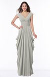 ColsBM Alice Platinum Mature V-neck Short Sleeve Chiffon Floor Length Plus Size Bridesmaid Dresses