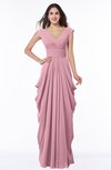 ColsBM Alice Rosebloom Mature V-neck Short Sleeve Chiffon Floor Length Plus Size Bridesmaid Dresses