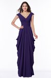 ColsBM Alice Royal Purple Mature V-neck Short Sleeve Chiffon Floor Length Plus Size Bridesmaid Dresses