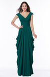 ColsBM Alice Shaded Spruce Mature V-neck Short Sleeve Chiffon Floor Length Plus Size Bridesmaid Dresses