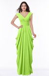 ColsBM Alice Sharp Green Mature V-neck Short Sleeve Chiffon Floor Length Plus Size Bridesmaid Dresses
