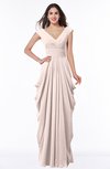 ColsBM Alice Silver Peony Mature V-neck Short Sleeve Chiffon Floor Length Plus Size Bridesmaid Dresses