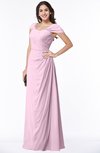 ColsBM Clare Baby Pink Modest Sweetheart Short Sleeve Floor Length Pleated Plus Size Bridesmaid Dresses