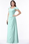 ColsBM Clare Blue Glass Modest Sweetheart Short Sleeve Floor Length Pleated Plus Size Bridesmaid Dresses