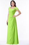 ColsBM Clare Bright Green Modest Sweetheart Short Sleeve Floor Length Pleated Plus Size Bridesmaid Dresses