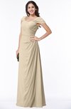 ColsBM Clare Champagne Modest Sweetheart Short Sleeve Floor Length Pleated Plus Size Bridesmaid Dresses