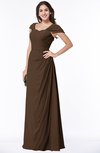 ColsBM Clare Chocolate Brown Modest Sweetheart Short Sleeve Floor Length Pleated Plus Size Bridesmaid Dresses