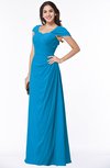 ColsBM Clare Cornflower Blue Modest Sweetheart Short Sleeve Floor Length Pleated Plus Size Bridesmaid Dresses