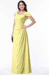 ColsBM Clare Daffodil Modest Sweetheart Short Sleeve Floor Length Pleated Plus Size Bridesmaid Dresses