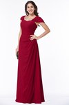 ColsBM Clare Dark Red Modest Sweetheart Short Sleeve Floor Length Pleated Plus Size Bridesmaid Dresses